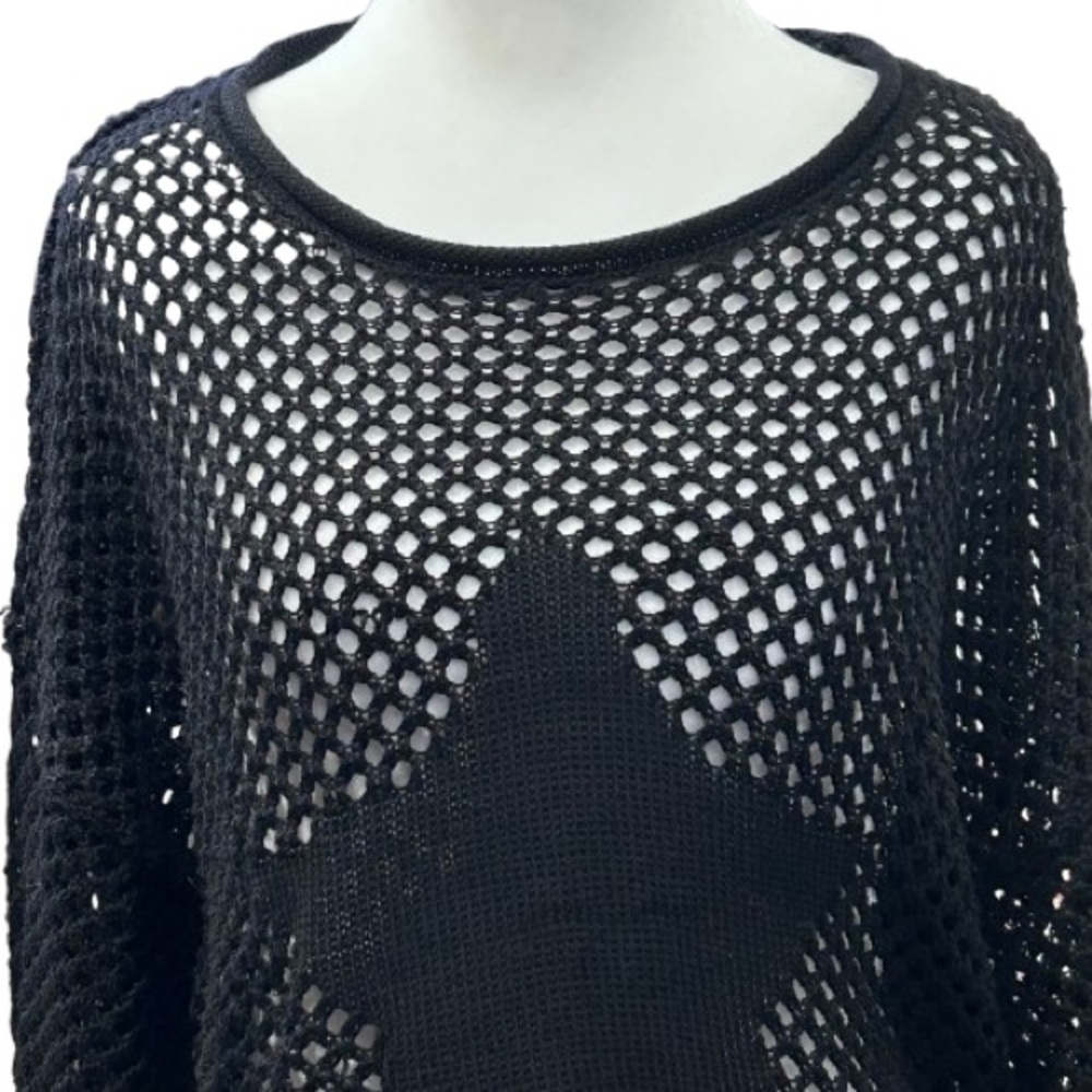 Rue21 90s Y2K Goth Open Knit Star Sweater Crochet Fishnet Top Whimsigoth Size L - Picture 2 of 7